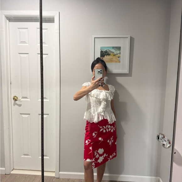 NWT Anthropologie White Ruffled Lace Crop Top - size M - Picture 7 of 8